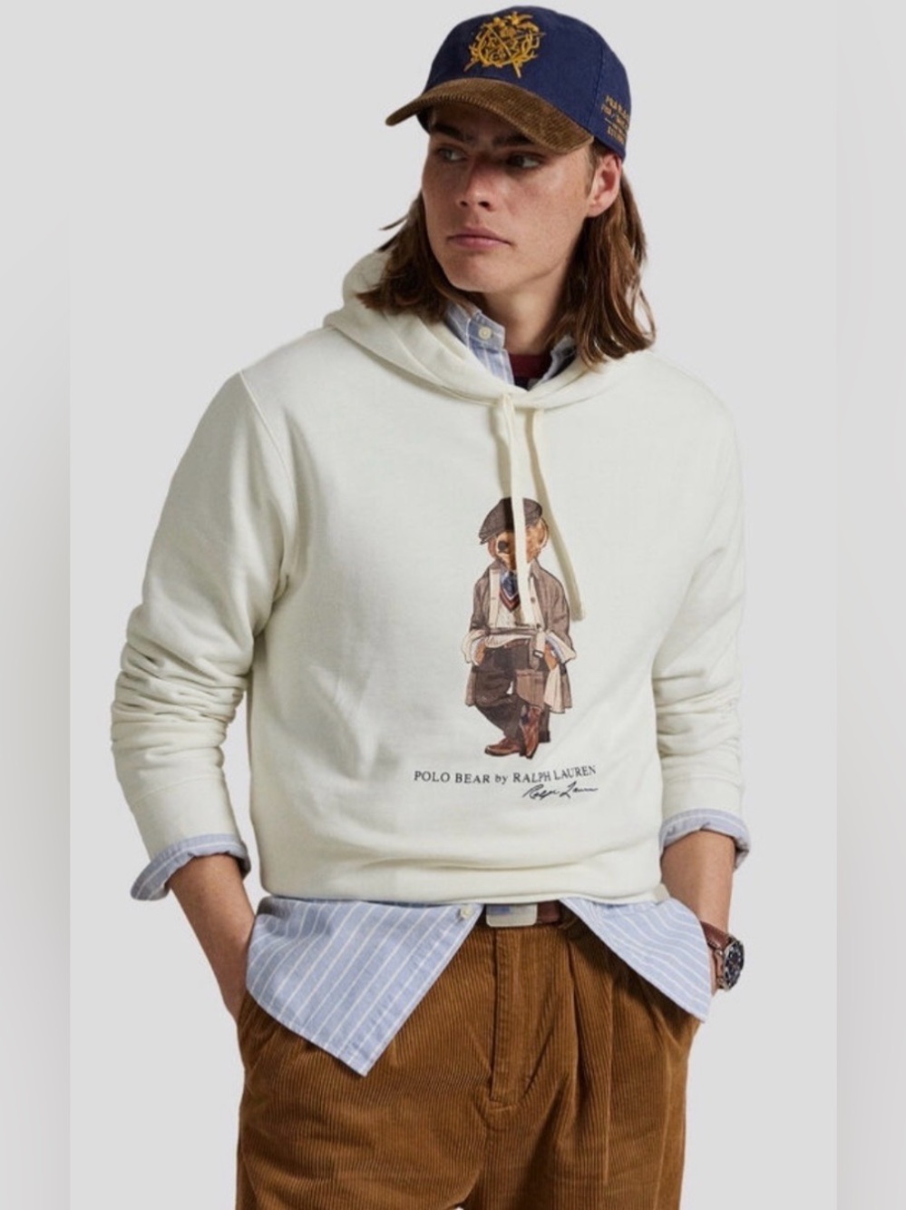 NWT Polo Ralph Lauren Deckwash White HERITAGE BEAR Fleece Hoodie Sweatshirt